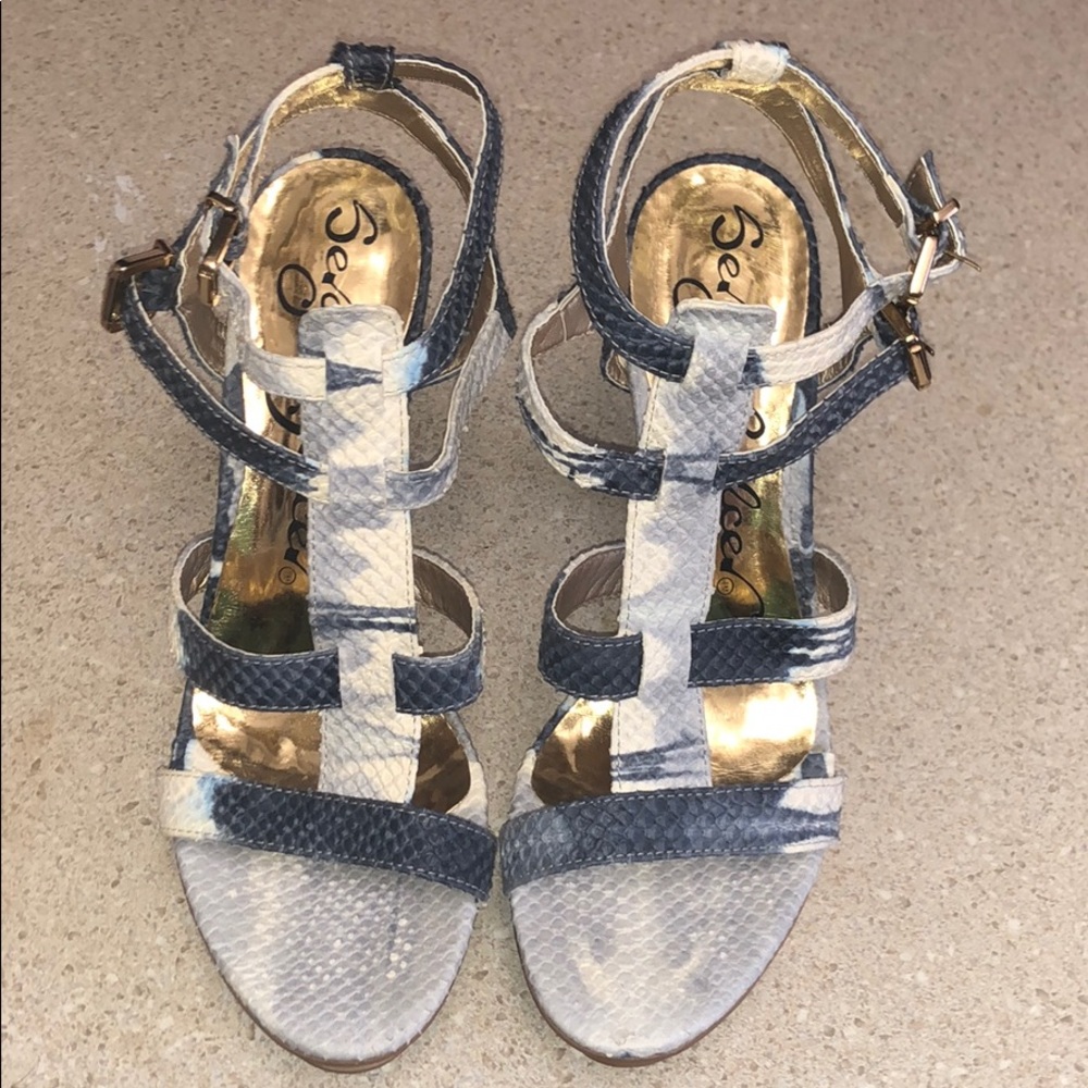 Sergio Zelcer. Snake Skin Strappy Heels